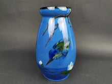 Load image into Gallery viewer, Antique Ceramic Vase Studio Art Pottery with Kingfisher Bird Painting Hand Painted Hand Made Original