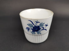 Load image into Gallery viewer, Vintage Ceramic Cup Blue and White with Hand Painted Flower and Leaves Made in Scotland