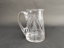 Load image into Gallery viewer, Antique Milk Jug Cream Pitcher Creamer Clear Etched Engraved Crystal Glass with Ferns and Flowers Late 1800's - Early 1900's