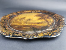 Load image into Gallery viewer, Antique Decorative Tray with Hand Painted Landscape Oil Painting in Center Georgian Late 1700's - Early 1800's Original Paper Mache