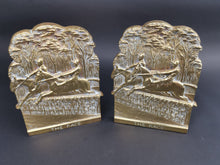Load image into Gallery viewer, Antique Brass Bookends Book Ends Horse Racing Race Equestrian Horses Victorian Late 1800's Original Pair Set of 2 Titled The Race