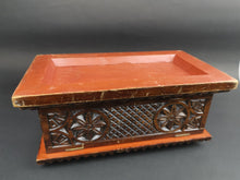 Load image into Gallery viewer, Antique Carved Wood Jewelry Trinket or Sewing Box Storage with Hinged Lid  Late 1800's - Early 1900's Original