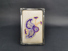 Load image into Gallery viewer, Vintage Chain Stitch Embroidery Embroiderers Guild Worcester England in Original on Silk in Original Silver Metal Frame 1930's Sampler
