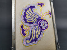 Load image into Gallery viewer, Vintage Chain Stitch Embroidery Embroiderers Guild Worcester England in Original on Silk in Original Silver Metal Frame 1930's Sampler