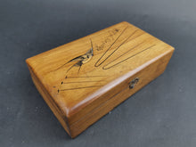 Load image into Gallery viewer, Antique Trinket Jewelry or Supplies Storage Box Wood Sydney Australia Souvenir with Inlaid Bird on Top Wooden Early 1900's Original