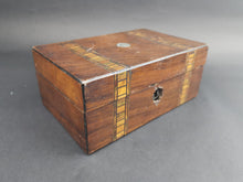 Load image into Gallery viewer, Antique Trinket or Jewelry Box Wooden Inlay Inlaid Wood Marquetry Tunbridge Late 1800's Original Lined with Pink Velvet