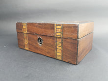 Load image into Gallery viewer, Antique Trinket or Jewelry Box Wooden Inlay Inlaid Wood Marquetry Tunbridge Late 1800's Original Lined with Pink Velvet