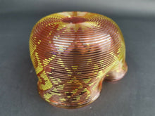 Load image into Gallery viewer, Antique Glass Bowl Cranberry Pink Red and Yellow Gold Threaded Ribbed Stevens and Williams British Art Glass Victorian 1800's Original Rare