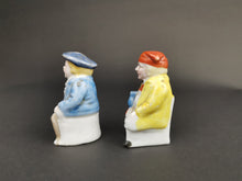 Load image into Gallery viewer, Antique Salt and Pepper Shakers Figural Novelty Pair Set of 2 Tam O Shanter and Souter Johnny Bisque Ceramic Pottery Made in Germany
