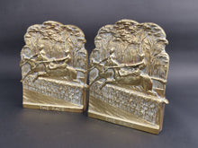 Load image into Gallery viewer, Antique Brass Bookends Book Ends Horse Racing Race Equestrian Horses Victorian Late 1800's Original Pair Set of 2 Titled The Race