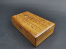 Load image into Gallery viewer, Antique Trinket Jewelry or Supplies Storage Box Wood Sydney Australia Souvenir with Inlaid Bird on Top Wooden Early 1900's Original