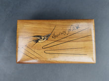Load image into Gallery viewer, Antique Trinket Jewelry or Supplies Storage Box Wood Sydney Australia Souvenir with Inlaid Bird on Top Wooden Early 1900's Original