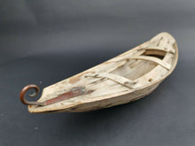 Load image into Gallery viewer, Vintage Wooden Boat Model Figurine Sculpture Carving Hand Made Primitive Wood and Copper Metal Early 1900's