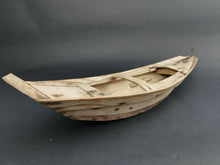 Load image into Gallery viewer, Vintage Wooden Boat Model Figurine Sculpture Carving Hand Made Primitive Wood and Copper Metal Early 1900's