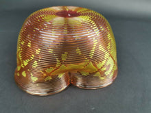 Load image into Gallery viewer, Antique Glass Bowl Cranberry Pink Red and Yellow Gold Threaded Ribbed Stevens and Williams British Art Glass Victorian 1800's Original Rare