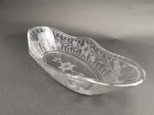 Load image into Gallery viewer, Antique Clear Glass Bowl Dish with Etched Flowers Early 1900's Original