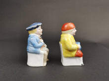 Load image into Gallery viewer, Antique Salt and Pepper Shakers Figural Novelty Pair Set of 2 Tam O Shanter and Souter Johnny Bisque Ceramic Pottery Made in Germany