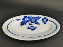 Load image into Gallery viewer, Vintage French Oval Platter Plates Blue and White Ceramic Pottery Set of 2