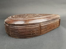 Load image into Gallery viewer, Vintage Jewelry or Trinket Box Hand Tooled Brown Leather Hand Made Original Tear Drop Shaped