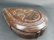 Load image into Gallery viewer, Vintage Jewelry or Trinket Box Hand Tooled Brown Leather Hand Made Original Tear Drop Shaped