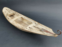 Load image into Gallery viewer, Vintage Wooden Boat Model Figurine Sculpture Carving Hand Made Primitive Wood and Copper Metal Early 1900's