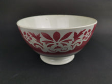 Load image into Gallery viewer, Antique French Ceramic Pottery Bowl White and Cranberry Pink Early 1900's Vintage