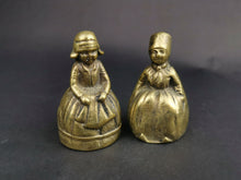 Load image into Gallery viewer, Antique Vintage Hand Bells Dutch Boy and Girl Couple Figurine Pair Set of 2 Solid Brass Early 1900's Original
