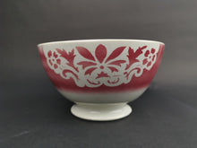 Load image into Gallery viewer, Antique French Ceramic Pottery Bowl White and Cranberry Pink Early 1900's Vintage