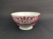 Load image into Gallery viewer, Antique French Ceramic Pottery Bowl White and Cranberry Pink Early 1900's Vintage