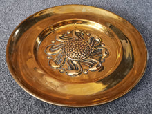 Load image into Gallery viewer, Antique Arts and Crafts Hand Hammered Brass Wall Hanging Platter Plate Disc Hand Made Original Late 1800's Secession Art Movement Metalwork