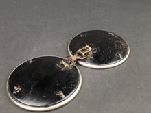 Load image into Gallery viewer, Antique Women's Belt Buckle Victorian Black Gold and Silver Cut Steel and Enamel Paint Mourning 1800's Original
