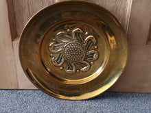 Load image into Gallery viewer, Antique Alms Church Offering Dish Plate Charger Platter Hand Forged Hammered Brass Bronze Metal with Relief Late 1600's  17th Century