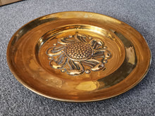 Load image into Gallery viewer, Antique Arts and Crafts Hand Hammered Brass Wall Hanging Platter Plate Disc Hand Made Original Late 1800's Secession Art Movement Metalwork