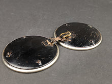 Load image into Gallery viewer, Antique Women's Belt Buckle Victorian Black Gold and Silver Cut Steel and Enamel Paint Mourning 1800's Original