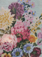 Load image into Gallery viewer, Antique Needlepoint Tapestry of Still Life Flowers in Vase in Gold Gilt Frame Framed Original Hand Made Art Vintage