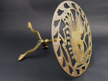 Load image into Gallery viewer, Antique Brass Pedestal Trivet Pot Holder Stand with Squirrel Late 1800's Original Victorian