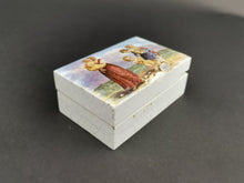 Load image into Gallery viewer, Antique Trinket Jewelry or Patch Box Painted Ceramic Porcelain with Portrait Painting on Top Nautical with Children Victorian 1800's