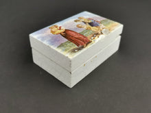 Load image into Gallery viewer, Antique Trinket Jewelry or Patch Box Painted Ceramic Porcelain with Portrait Painting on Top Nautical with Children Victorian 1800's