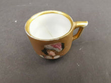 Load image into Gallery viewer, Antique Miniature Ceramic Teacup Tea Cup with Lady Painting Original Art Hand Painted Victorian Gold 1800's Dolls House Porcelain