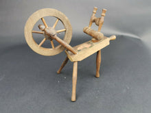 Load image into Gallery viewer, Antique Miniature Spinning Wheel Working Primitive Wooden Victorian Doll House Furniture Decoration Late 1800's