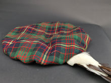 Load image into Gallery viewer, Vintage Tam O'Shanter Hat Scottish Wool Tartan with Cameron Family Crest Badge Brooch Pin and Grouse Feathers 1930's Made in Scotland