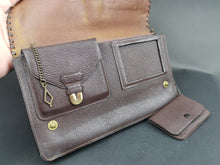 Load image into Gallery viewer, Antique Clutch Purse Bag Brown Leather Tooled Leather Art Nouveau with Coin Purse Early 1900;s Original Vintage Made in England