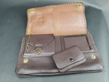 Load image into Gallery viewer, Antique Clutch Purse Bag Brown Leather Tooled Leather Art Nouveau with Coin Purse Early 1900;s Original Vintage Made in England