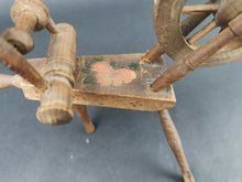 Load image into Gallery viewer, Antique Miniature Spinning Wheel Working Primitive Wooden Victorian Doll House Furniture Decoration Late 1800's