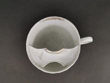 Load image into Gallery viewer, Antique Moustache Cup Mug Ceramic Porcelain White with Pink and Yellow Flowers