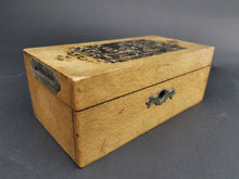 Load image into Gallery viewer, Antique Money Box Savings Bank Wood with Children and Animals on Top Late 1800's Original Wood Victorian Brown and Black