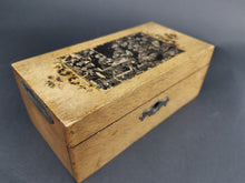 Load image into Gallery viewer, Antique Money Box Savings Bank Wood with Children and Animals on Top Late 1800's Original Wood Victorian Brown and Black