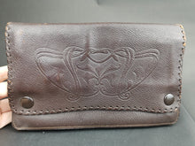 Load image into Gallery viewer, Antique Clutch Purse Bag Brown Leather Tooled Leather Art Nouveau with Coin Purse Early 1900;s Original Vintage Made in England