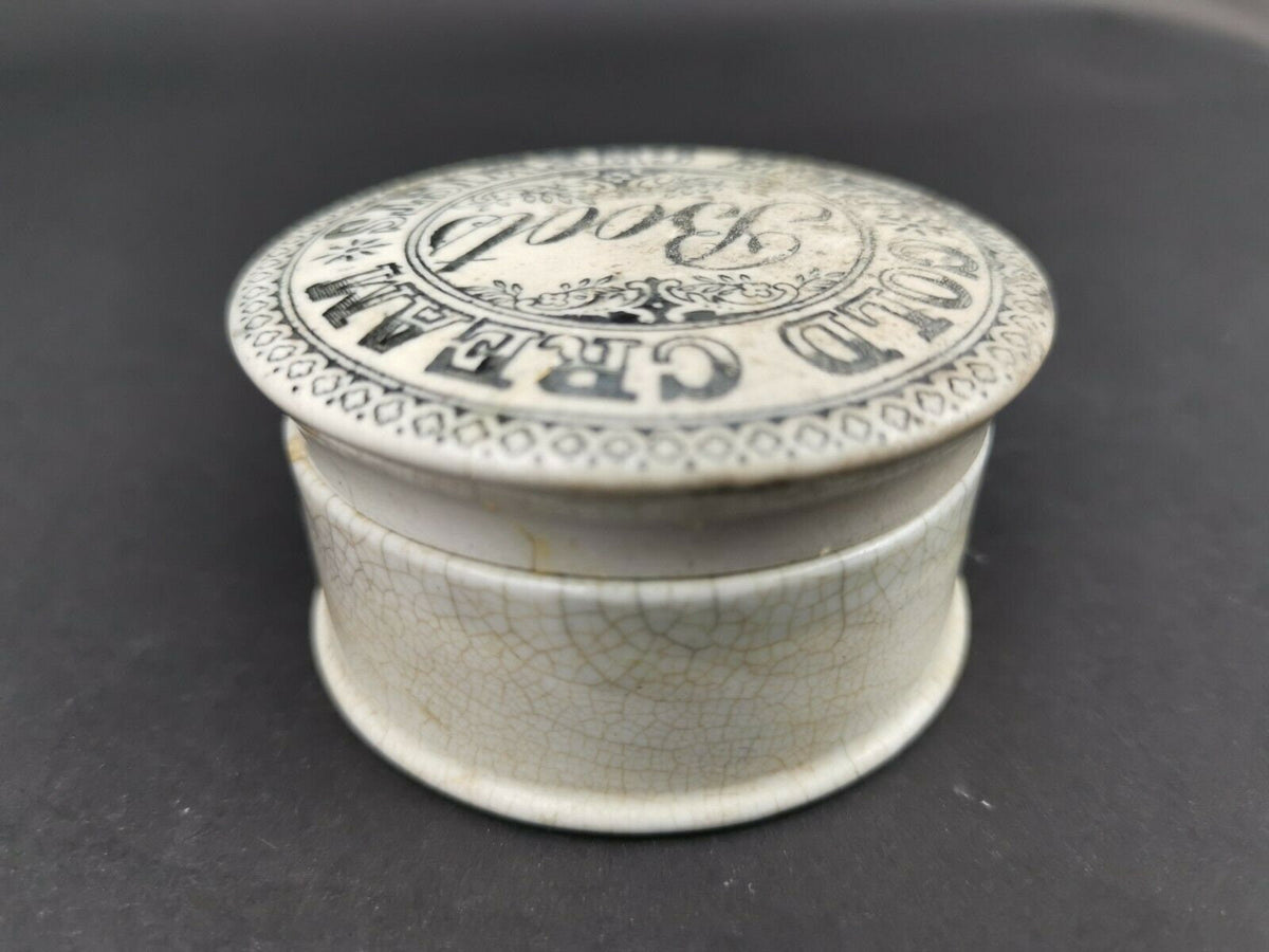 Antique Boots Chemist Pharmacy Cold Cream Pot Jar with Top