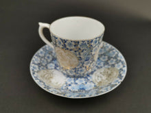 Load image into Gallery viewer, Antique Japanese Teacup and Saucer Set Egg Shell Tea Cup Asian Oriental Porcelain Blue and White with Gold Details